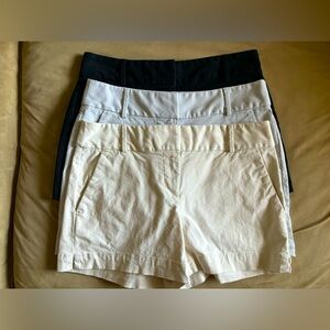 3 Loft Riviera Shorts 4” Basic Lot Black Gray Khaki size 4 Summer vacation